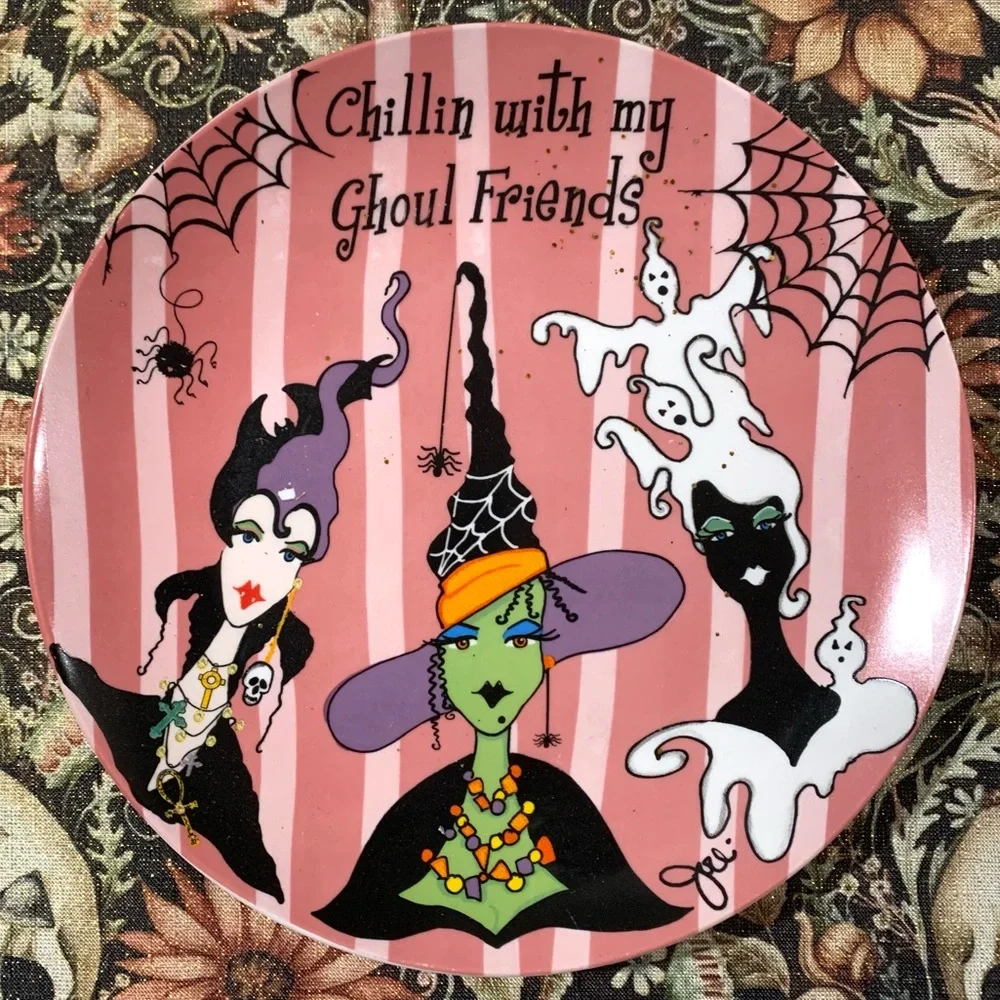 American Atelier Delish “Chillin With My Ghoul Friends” decorative plates (3)